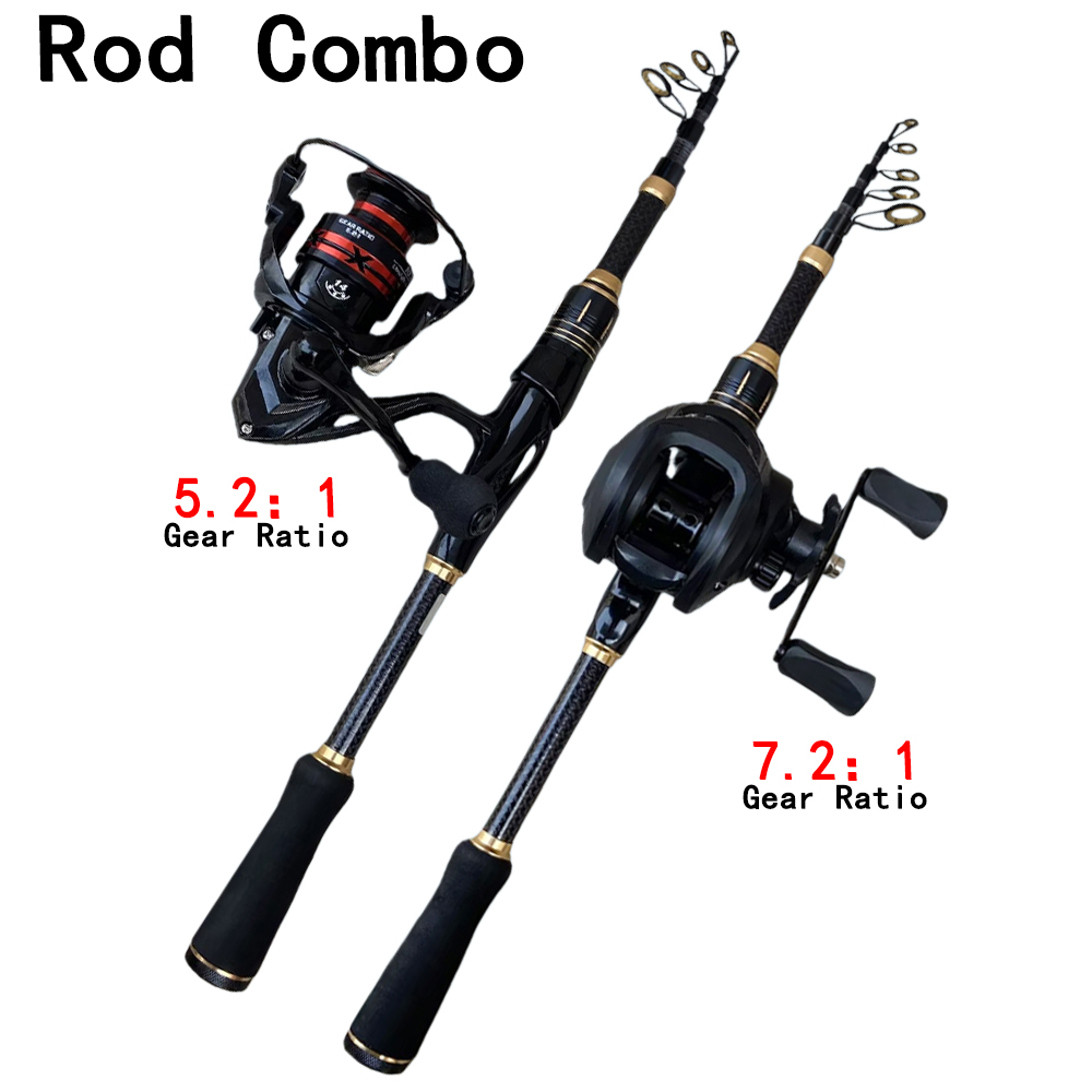 Spincast Reel - Teleskop-Baitcasting-Angelruten-Set 1,8m-2,1m Ködergewicht 3-25g Hochwertiges Outdoor-Angelset